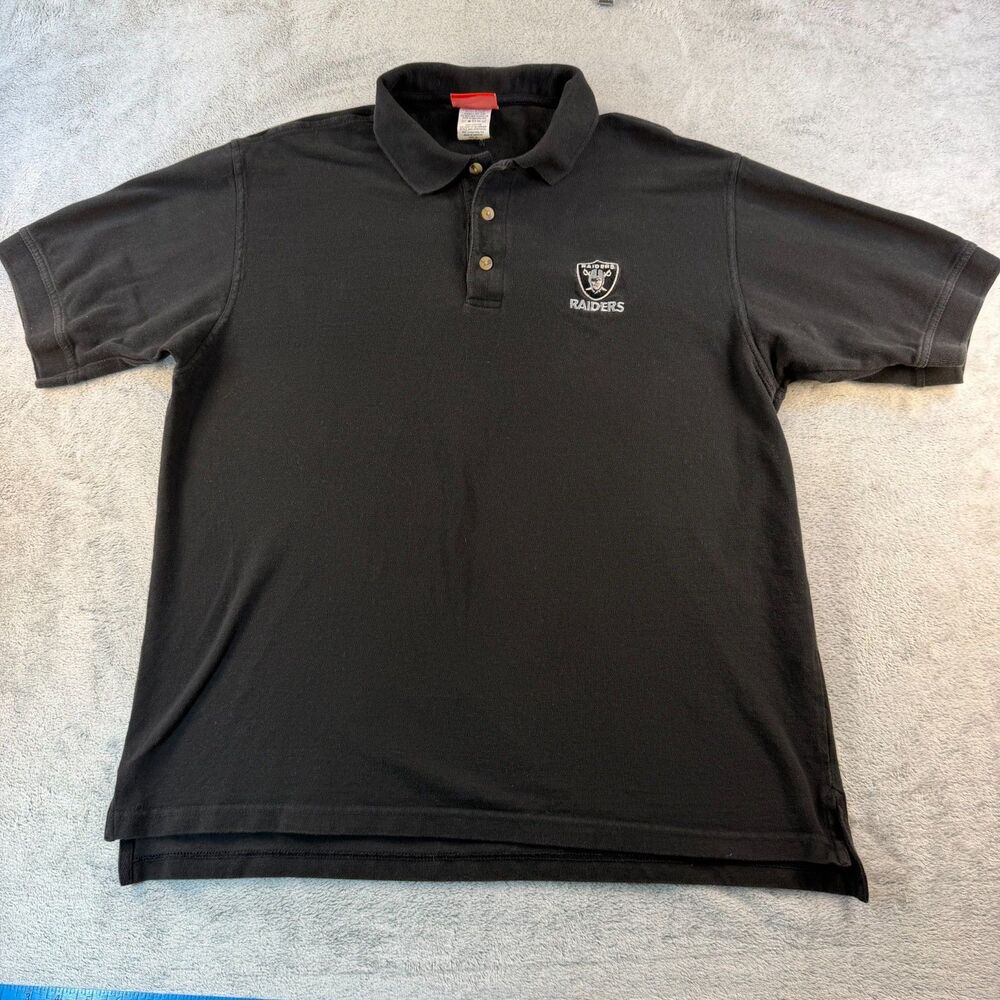 Vintage Oakland Raiders NFL Polo Shirt Mens XL Black VF Imagewear Embroidered
